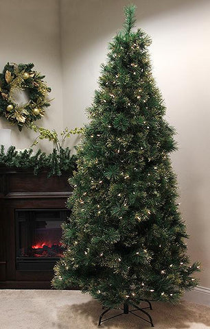 7.5' Pre-Lit Slim Tattinger Long Needle Pine Artificial Christmas Tree - Clear