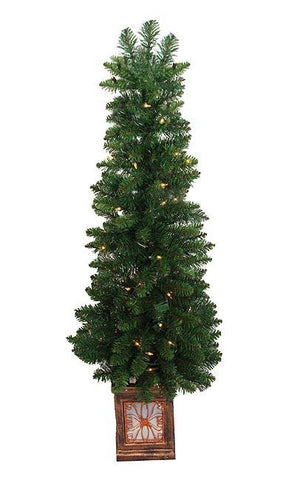 4' Pre-Lit Fancy Potted Aurora Pine Artificial Christmas Tree - Clear Lights