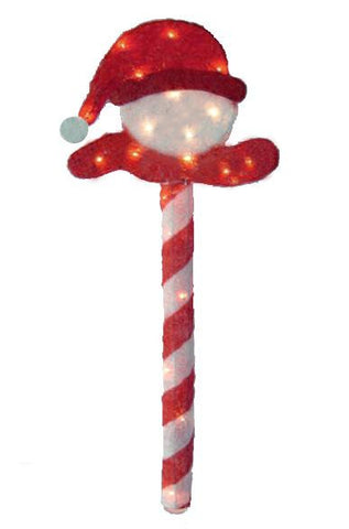 40" Lighted Peppermint Twist Sisal Christmas Candy Cane Snowball Decoration