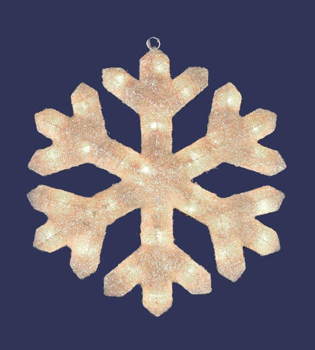 20" Lighted Cream Snowflake Sisal Christmas Window or Yard Art Decoration