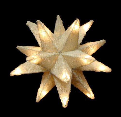 9" Lighted Cream 3-D Sisal Hanging Christmas Moravian Star Yard Art Decoration