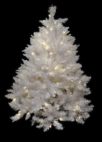 4.5' Pre-Lit White Sparkle Spruce Artificial Christmas Tree - White LED Lights