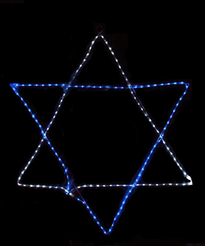 60" Blue and White LED Rope Light Star of David Hanging Hanukkah Decoration