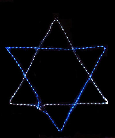 60" Blue and White LED Rope Light Star of David Hanging Hanukkah Decoration