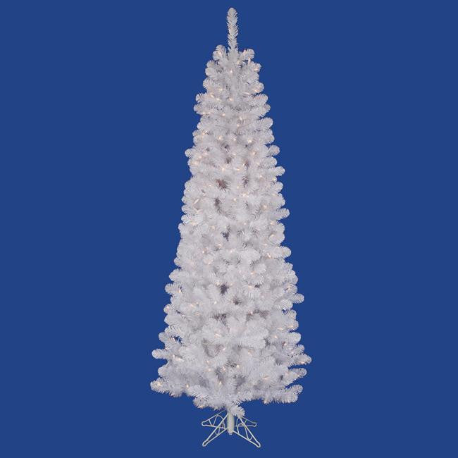 5.5' Pre-Lit White Salem Artificial Pencil Christmas Tree- Warm Clear LED Lights