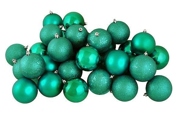 60ct Seafoam Green Shatterproof 4-Finish Christmas Ball Ornaments 2.5" (60mm)