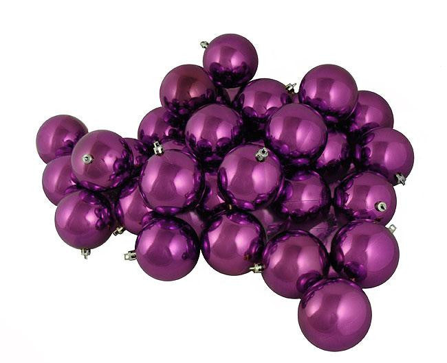 32ct Shiny Purple Passion Shatterproof Christmas Ball Ornaments 3.25" (80mm)