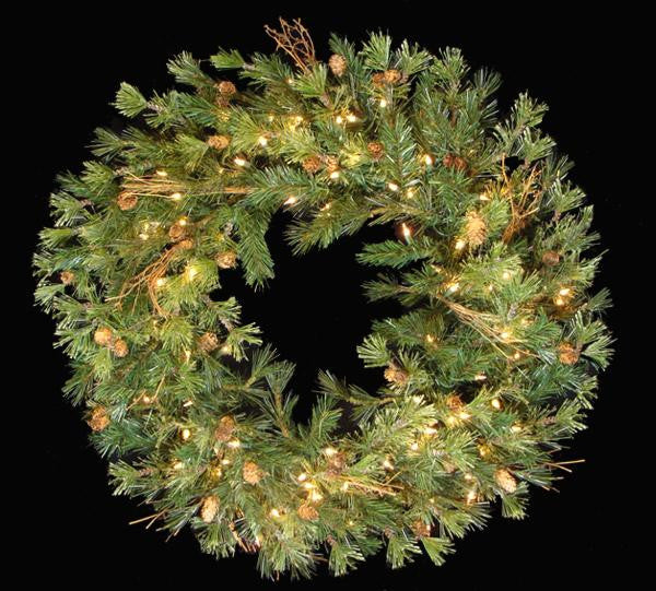 36" Pre-Lit Mixed Country Pine Artificial Christmas Wreath - Clear Lights