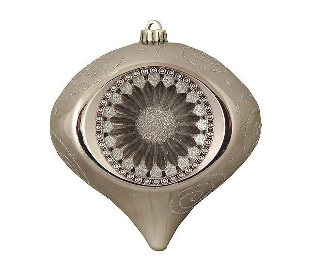 Dark Silver Retro Reflector Shatterproof Christmas Onion Ornament 8" (200mm)