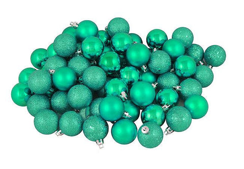 96ct Seafoam Green Shatterproof 4-Finish Christmas Ball Ornaments 1.5" (40mm)