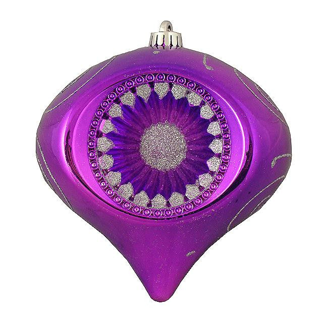 Purple & Silver Retro Reflector Shatterproof Christmas Onion Ornament 8" (200mm)