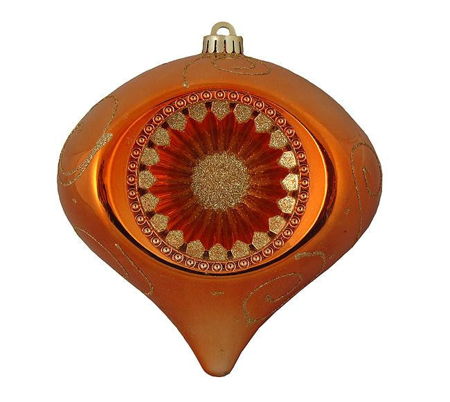 Orange & Gold Retro Reflector Shatterproof Christmas Onion Ornament 8" (200mm)