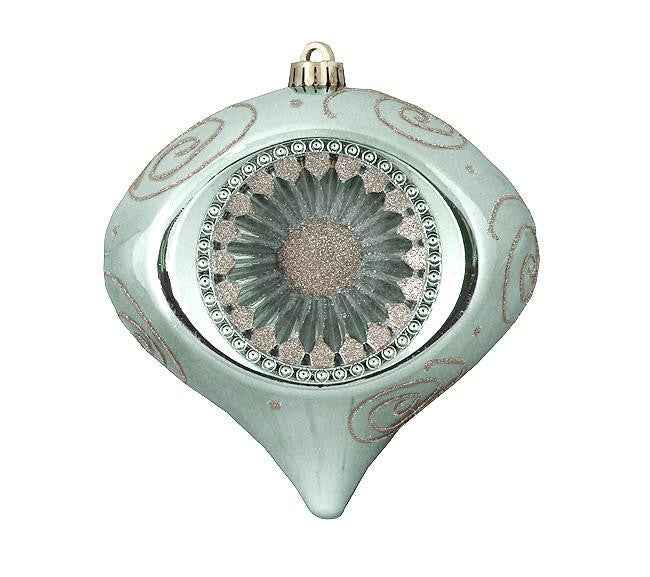 Baby Blue & Silver Retro Reflector Shatterproof Christmas Onion Ornament 8"