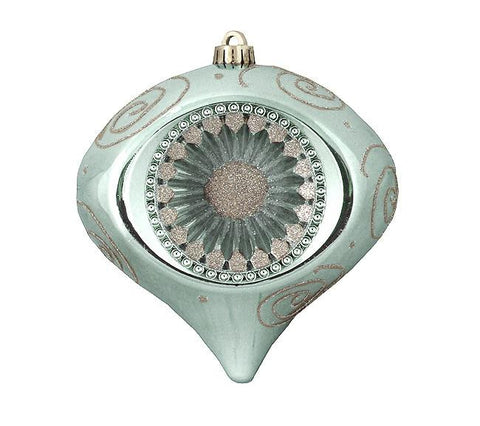 Baby Blue & Silver Retro Reflector Shatterproof Christmas Onion Ornament 8"