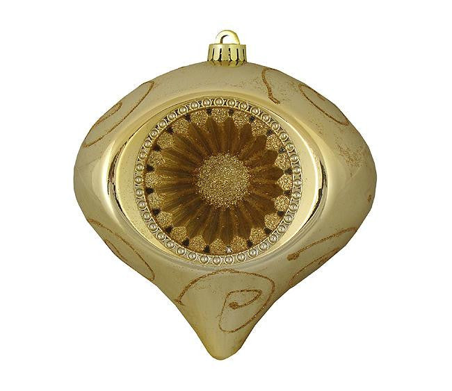 Yellow & Gold Retro Reflector Shatterproof Christmas Onion Ornament 8" (200mm)