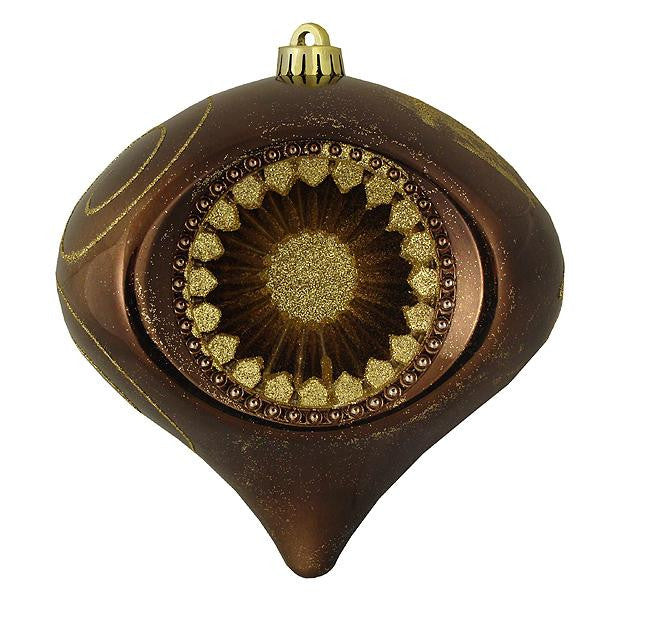 Chocolate Brown Retro Reflector Shatterproof Christmas Onion Ornament 8" (200mm)