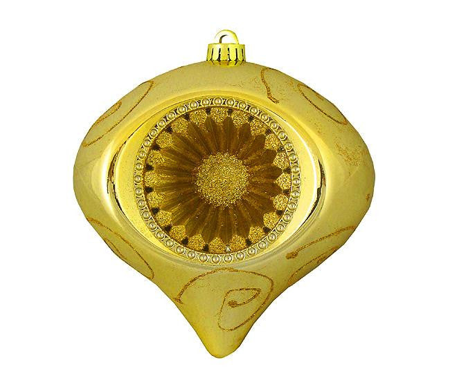 Gold Glitter Retro Reflector Shatterproof Christmas Onion Ornament 8" (200mm)