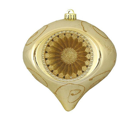 Champagne Gold Retro Reflector Shatterproof Christmas Onion Ornament 8" (200mm)