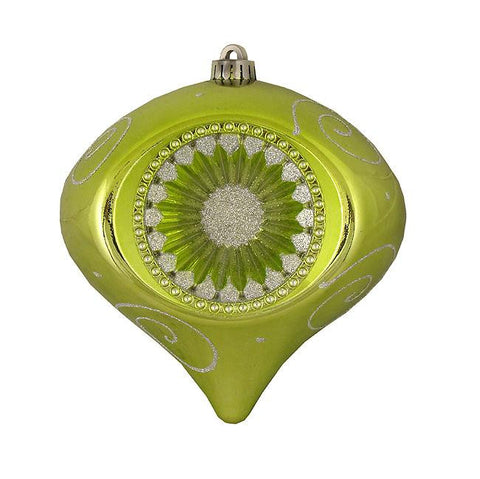 Kiwi Green & Silver Retro Reflector Shatterproof Christmas Onion Ornament 8"