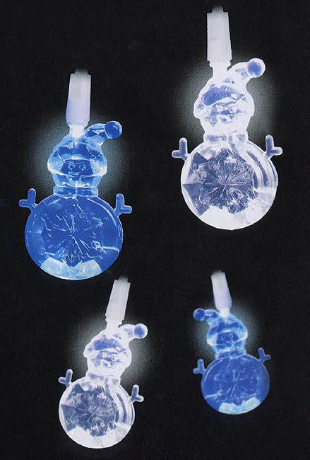 Set of 20 Blue and Pure White LED Snowman Novelty Christmas Lights - White Wire