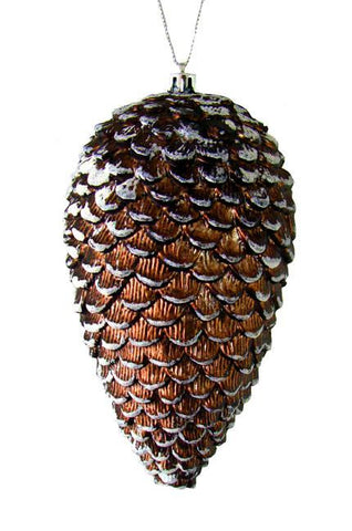 Glitter Frosted Mocha Brown Shatterproof Pine Cone Christmas Ornament 7"