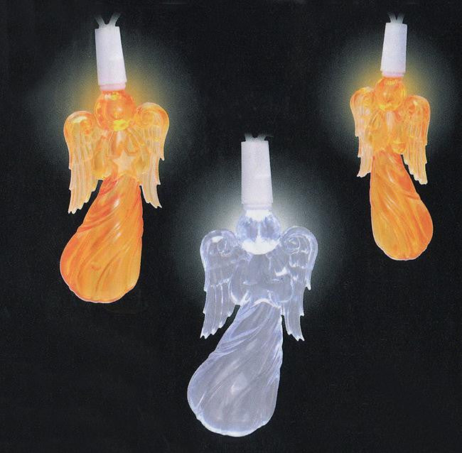 Set of 20 Orange and Pure White LED Angel Novelty Christmas Lights - White Wire