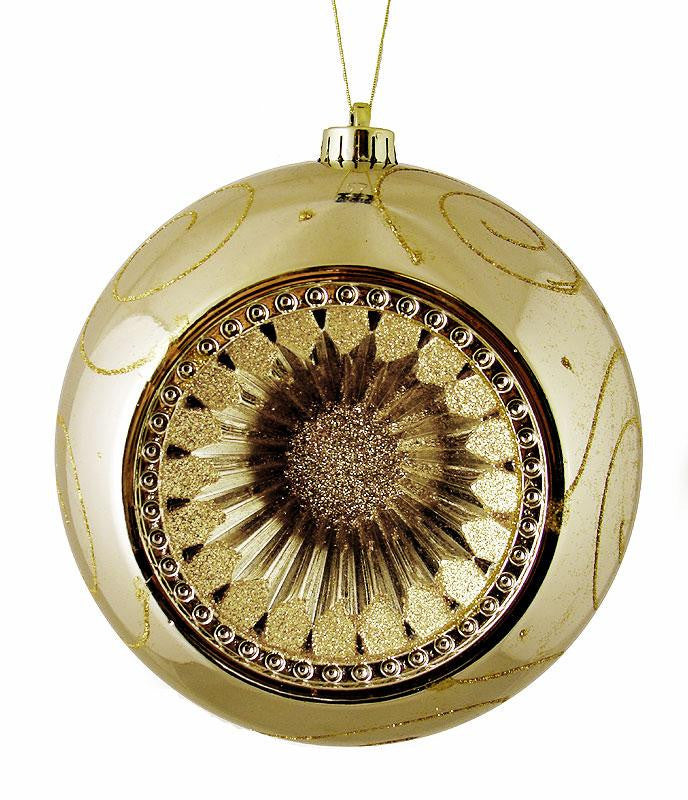 Gold Retro Reflector Shatterproof Christmas Ball Ornament 8" (200mm)