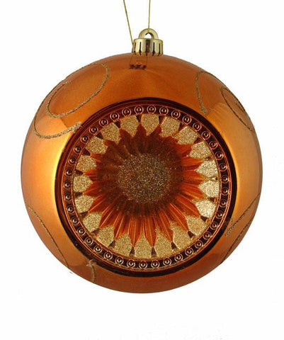 Orange and Gold Retro Reflector Shatterproof Christmas Ball Ornament 8" (200mm)