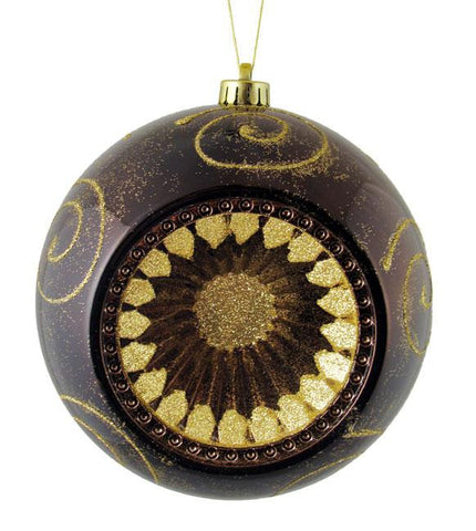 Chocolate Brown Retro Reflector Shatterproof Christmas Ball Ornament 8" (200mm)