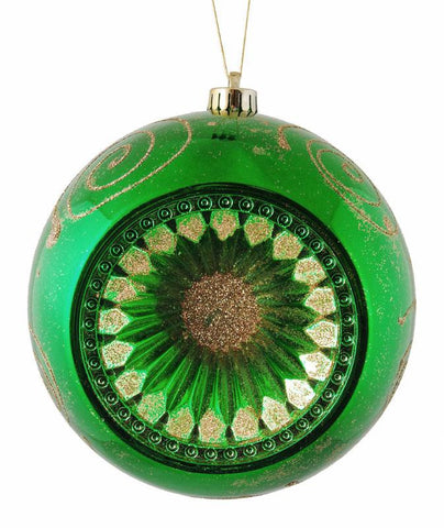 Emerald Green Retro Reflector Shatterproof Christmas Ball Ornament 8" (200mm)