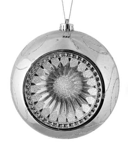 Dark Silver Retro Reflector Shatterproof Christmas Ball Ornament 8" (200mm)