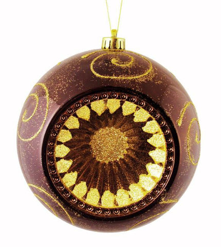 Mocha Brown Retro Reflector Shatterproof Christmas Ball Ornament 8" (200mm)