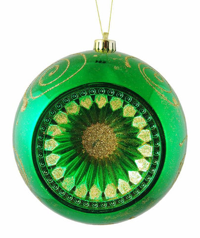 Xmas Green Retro Reflector Shatterproof Christmas Ball Ornament 8" (200mm)