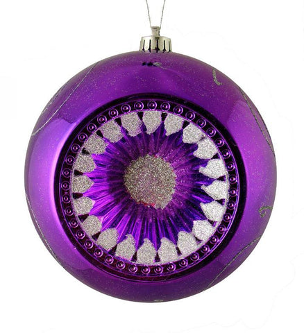 Purple & Silver Retro Reflector Shatterproof Christmas Ball Ornament 8" (200mm)