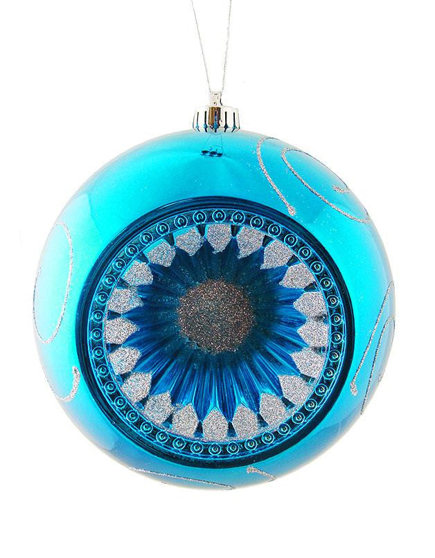 Turquoise Blue Retro Reflector Shatterproof Christmas Ball Ornament 8" (200mm)