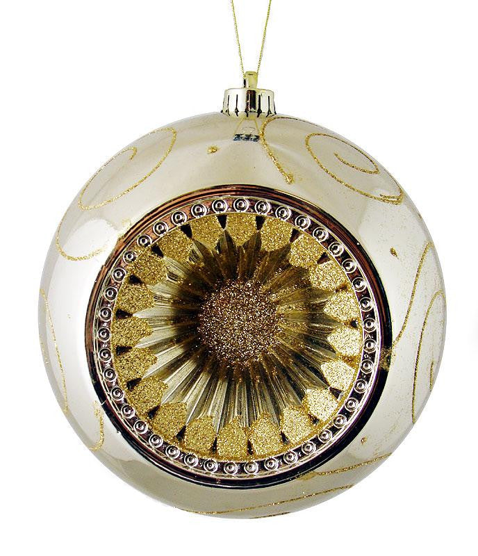 Champagne Retro Reflector Shatterproof Christmas Ball Ornament 8" (200mm)