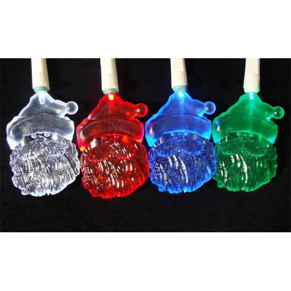 Set of 20 LED Multi-Color Santa Claus Christmas Lights - White Wire