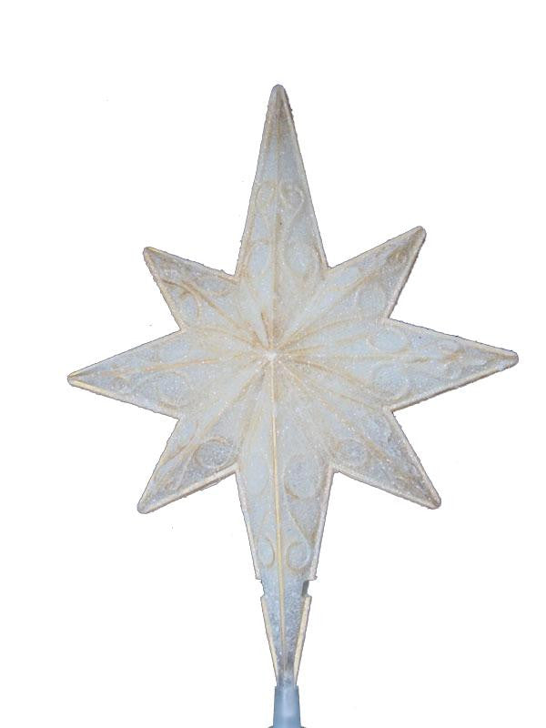 10" Lighted Christmas Star of Bethlehem Tree Topper with Scrolling - Clear Lights