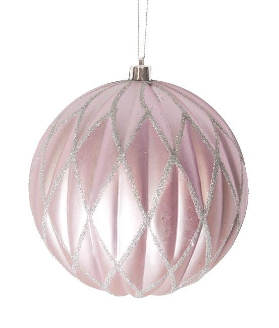 Lavender Blush Glittered Lattice Shatterproof Christmas Ball Ornament 6" (150mm)