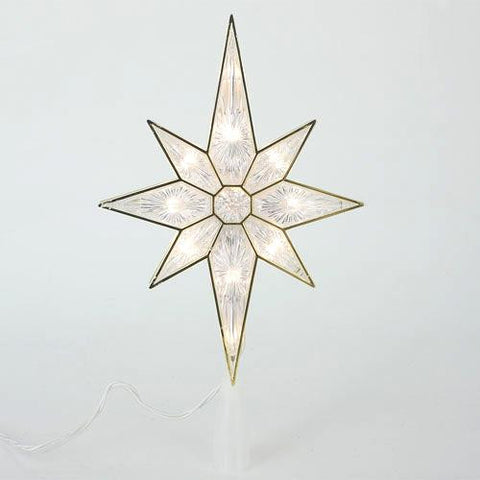 11" Lighted Faceted Bethlehem Star Christmas Tree Topper - Clear Lights