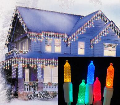 Set of 70 Multi-Color LED M5 Twinkle Icicle Christmas Lights - White Wire