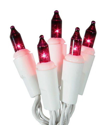 Set of 10 Battery Operated Pinkish Purple Mini Christmas Lights - White Wire