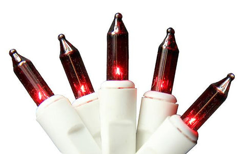 Set of 20 Battery Operated Red Mini Christmas Lights - White Wire