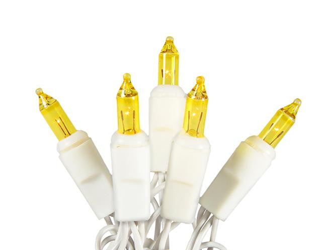 Set of 20 Battery Operated Gold Mini Christmas Lights - White Wire