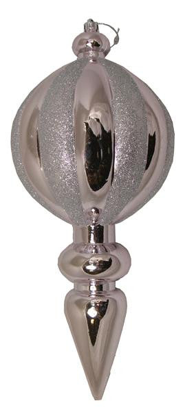 Lavender Blush Glitter Stripe Shatterproof Finial Christmas Ornament 12"