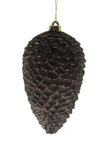 Matte Chocolate Brown Shatterproof Pine Cone Christmas Ornament 10"