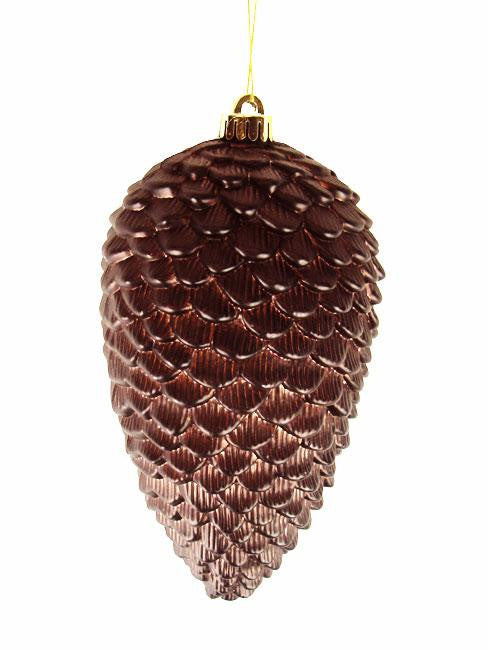 Matte Mocha Brown Shatterproof Pine Cone Christmas Ornament 10"