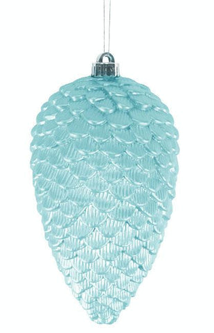 Matte Baby Blue Shatterproof Pine Cone Christmas Ornament 10"