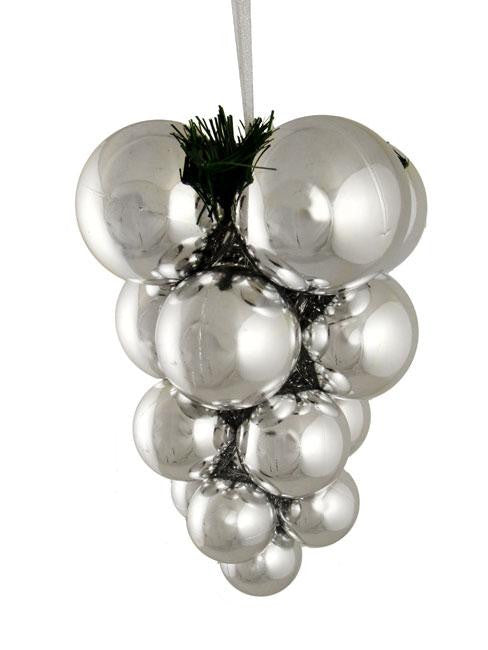 Shiny Silver Shatterproof Christmas Ball Ornament Grape Cluster Decoration 10"