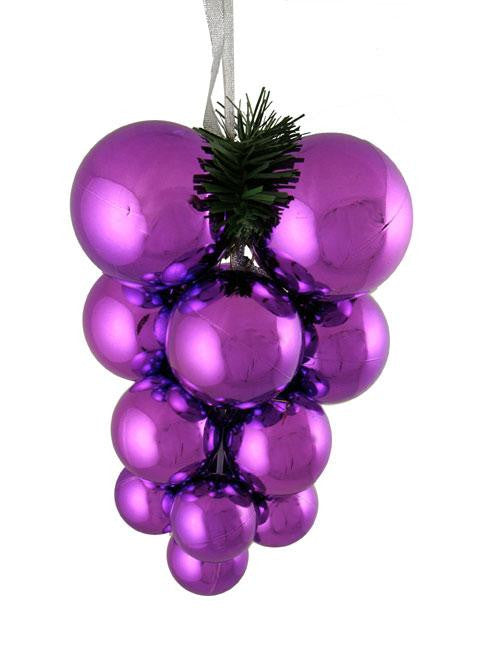 Shiny Purple Shatterproof Christmas Ball Ornament Grape Cluster Decoration 10"